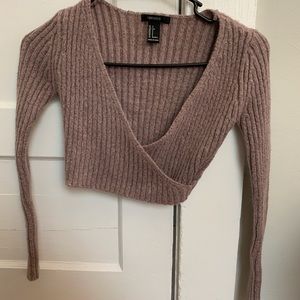 Mauve Knit Wrap Top